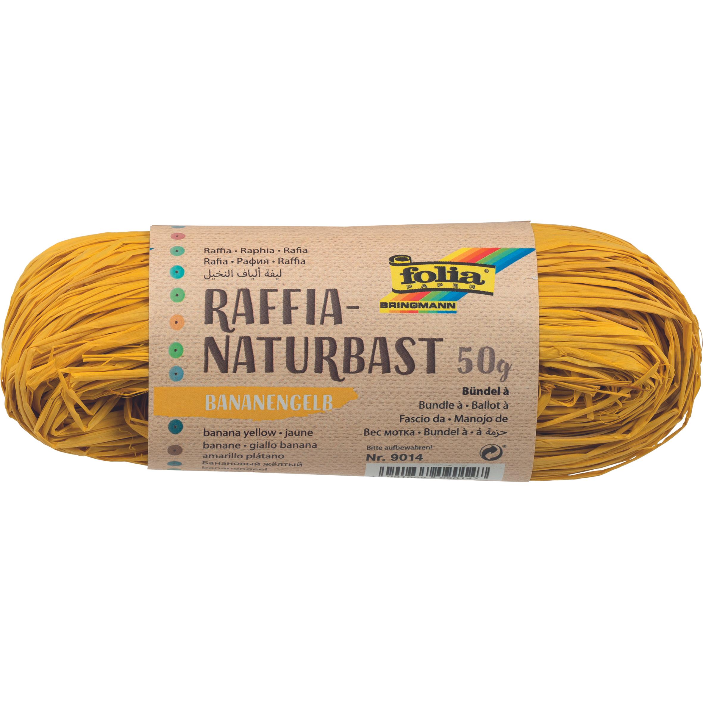 Thumbnail - Folia, Geschenkverpackung, Bringmann Naturbast Raffia 50g Bananengelb (Geschenkband)