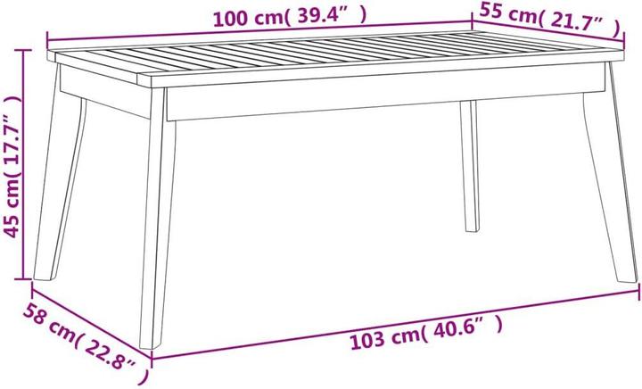 Immagine prodotto VidaXL Tavolo da pranzo da giardino 100 x 55 x 45 cm in acacia (103 cm)