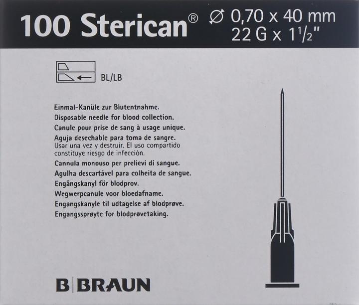 Produktbild B.Braun Nadel 22G 0.70 x 40mm schwarz Luer, 100 Stück