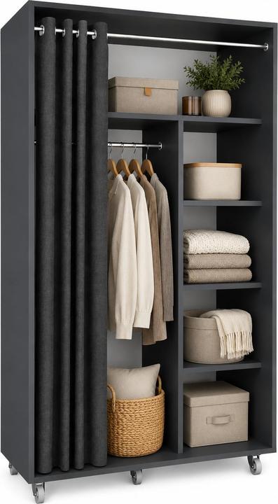 Produktbild VCM Kleiderschrank auf Rollen 100 cm Ostila (101 x 51 x 175 cm)
