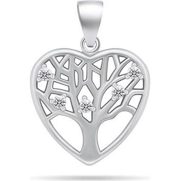Brilio, Kettenanhänger, Silver - Charming silver pendant with zircons Heart PT70W
