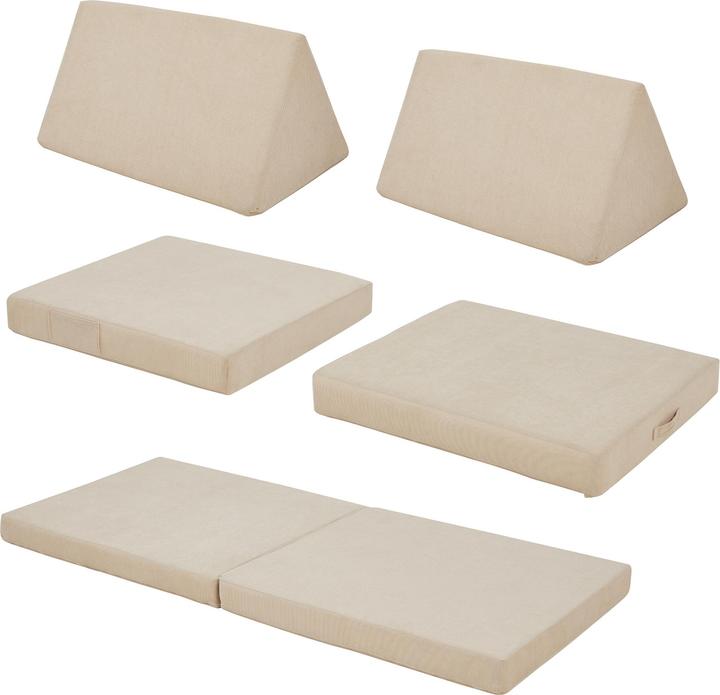Actual product image En.Casa Spielsofa Norhulta 5-tlg. 150x66x46 cm Cord Beige (Children sofa)