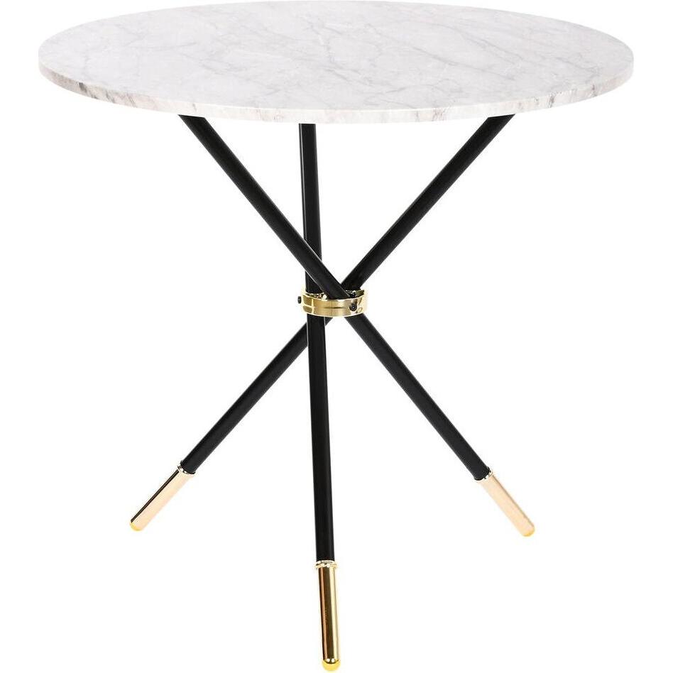 DKD Home Decor, Tavolino da salotto, Side table White Black Golden Metal MDF Wood 80 x 80 x 76 cm