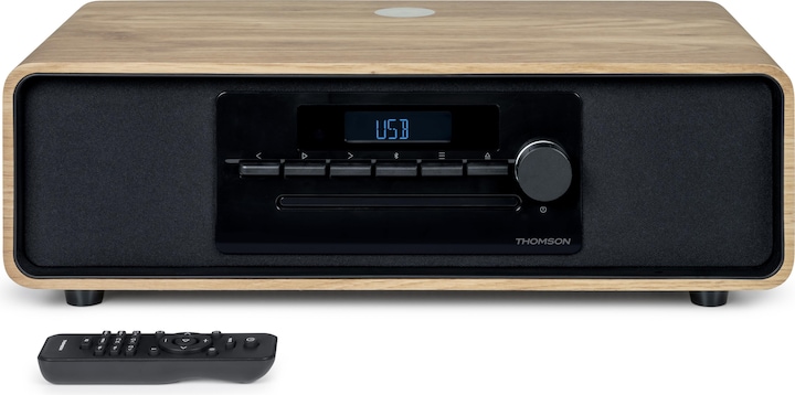 Produktbild Thomson MIC300IBT sw/holz Micro-Anlage 60W,UKW,Bluetooth,CD,USB,Induktionsladen (Bluetooth, CD Player, 2x 30 W)