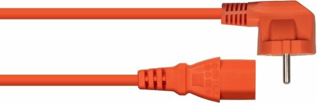 Produktbild Kabelmeister Netzkabel Schutzkontakt-Stecker Typ E+F (90° gew.) an Kaltgeräte-Buchse C13, orange, 1 (5 m)