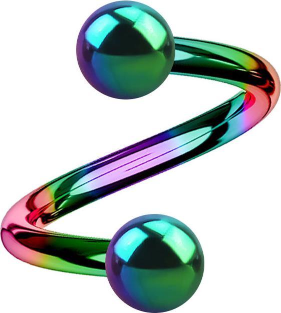 Produktbild Star Piercing Micro Spirale farbig mit zwei Kugeln (Titan, ohne Messing)