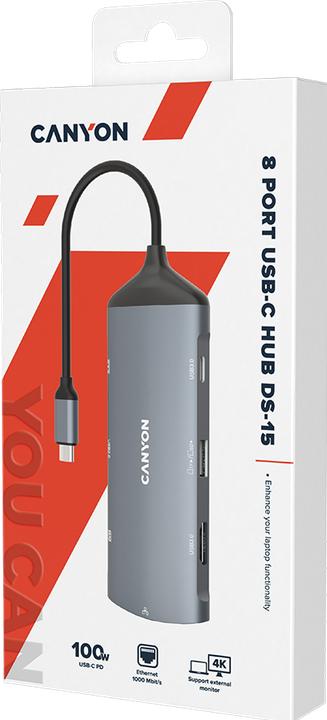 Canyon DS-15 Docking Station (USB-C, 8 ports)