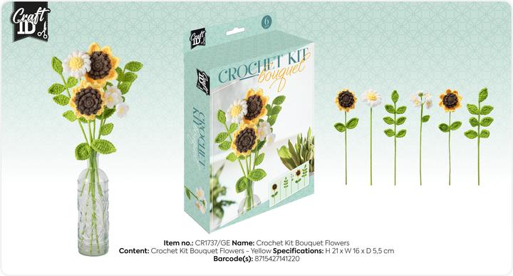 Actual product image Default Häkelset Blumen Blumenstrauss Gelb 16x5.5x21Cm