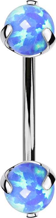 Actual product image Star Piercing Micro Banane silber Innengewinde mit zwei Kugeln Opal blau gefasst (without brass, Titanium)