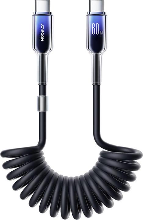 Produktbild Joyroom S-A43 Crystal-Clear Series 60W Coiled Fast Charging Data Cable (Type-C to Type-C) 1.5m-Black (1.50 m, 60 W)
