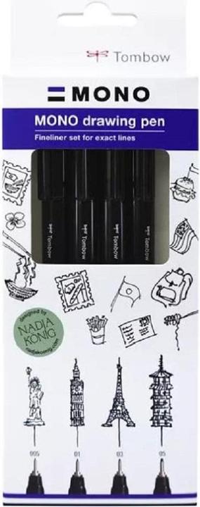 Actual product image Tombow Mono Drawing Pen (Black, 4 x)