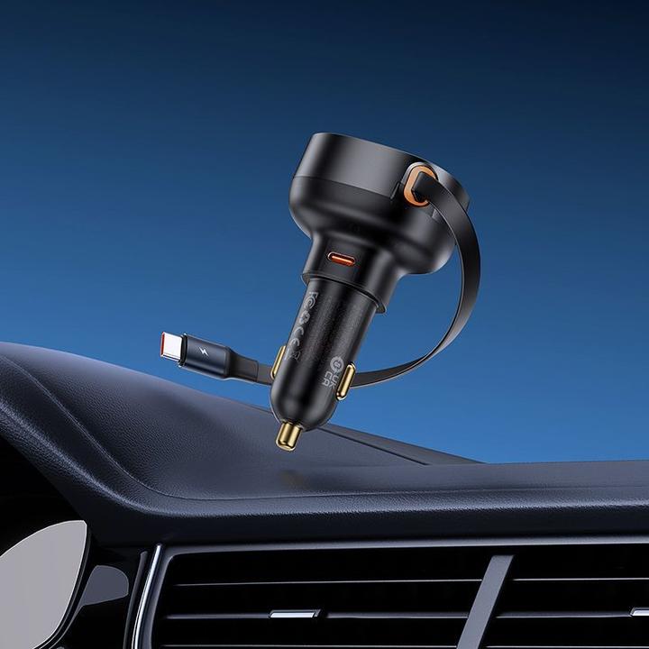Actual product image Baseus Car Charger Enjoyment Pro with cable USB-C, 60W (Black)