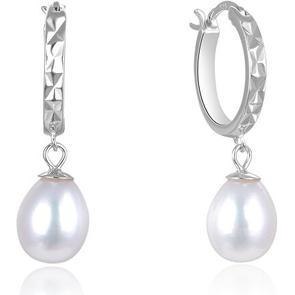 Beneto, Ohrringe, Elegant silver earrings with real pearls AGUC2675P (L)