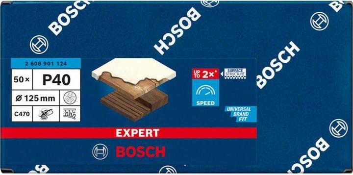 Actual product image Bosch Professional Zubehör Expert C470 Sandpaper multi-hole for random orbital sander, 125 mm, G 40, 50 pcs. (40)