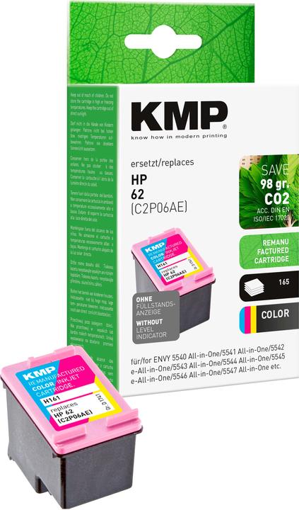 KMP H161 Ink cartridge 3-color compatible with HP C2P06AE No. 62 (C, M, Y)