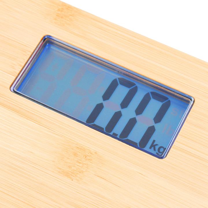 Actual product image TM Electron Bamboo Digital Bathroom Scale Ultra Slim Design 22.5mm LCD Display 84x41mm High Precision Sensors (180 kg)