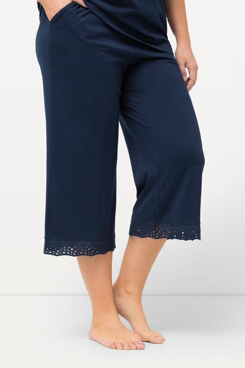 Actual product image Ulla Popken Eyelet Trim V-Neck Super Soft Cotton Blend Pajama Set (50, 52)