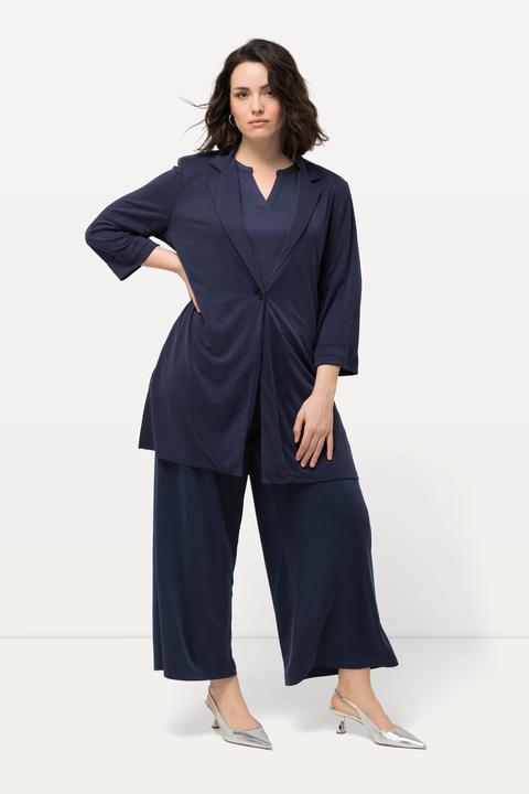 Image du produit Ulla Popken Blazer en jersey avec col à revers, manches 3/4. Mélange de modal (56)