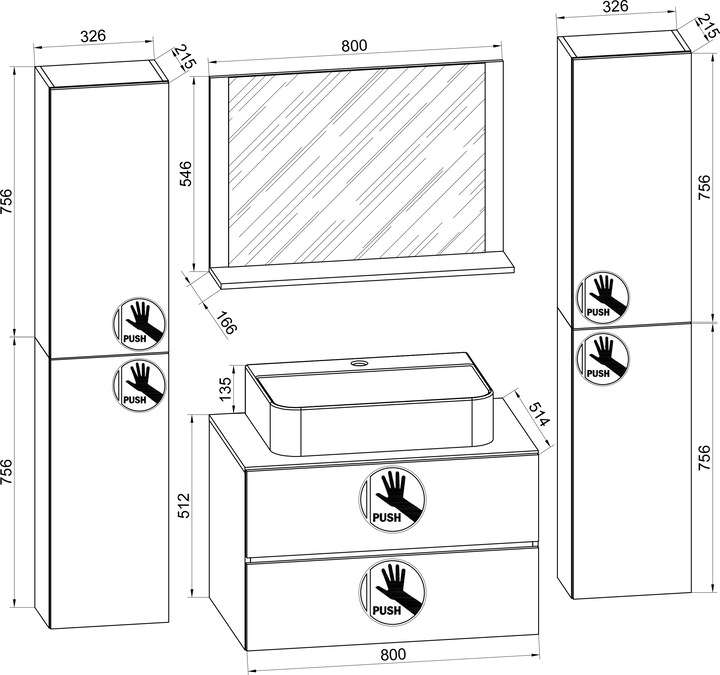 Actual product image VCM 5-piece washbasin bath 80 cmLendas XL