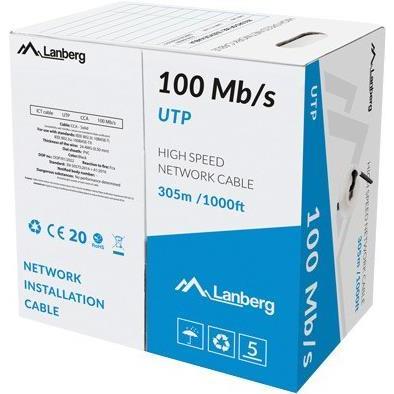 Lanberg LAN cable UTP cat.5e 305m solid CCA juodas (U/UTP, CAT5e, 305 m), Netzwerkkabel