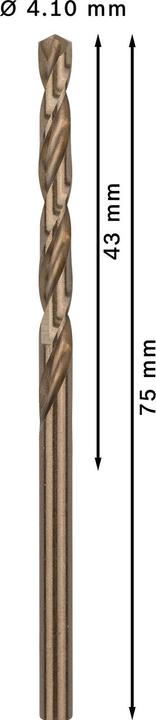 Produktbild Bosch Professional Zubehör PRO Stainless Steel HSS-Co Spiralbohrer, 4.1 x 43 x 75 mm (4.1 mm)