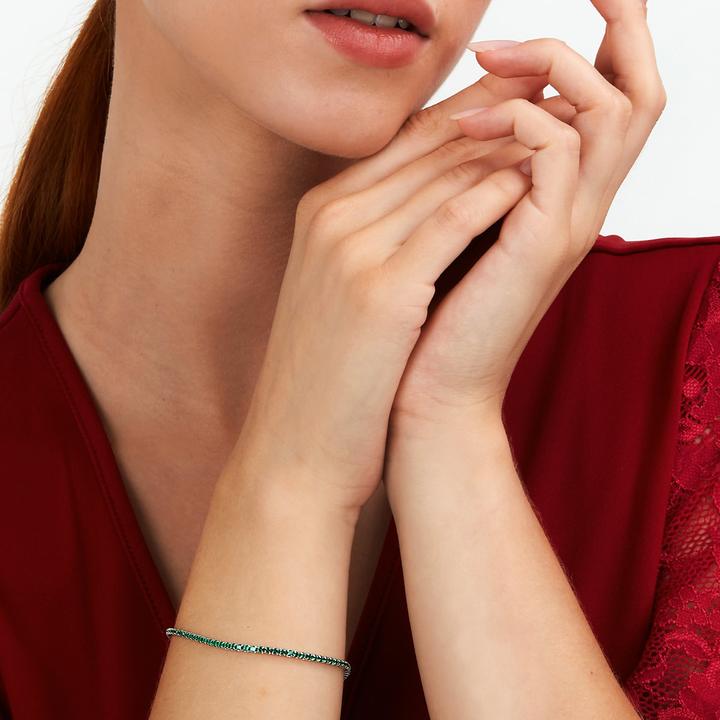 Image du produit La Petite Story Bracelet de tennis en argent avec zircons verts Argent LPS05AWV36 (16 cm, Argent 925)