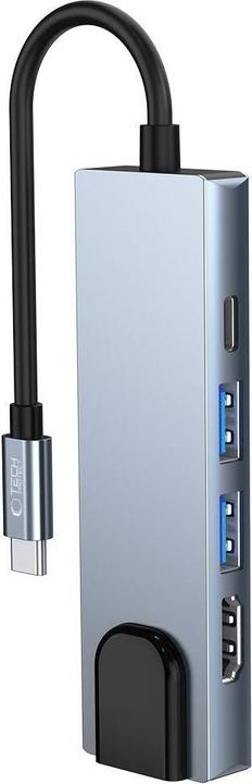 Actual product image Tech-Protect HUB V3 5in1 USB-C - USB-A 3.0 / USB-A 2.0 / USB-C / HDMI / RJ45 - gray (USB-C, 5 Ports)