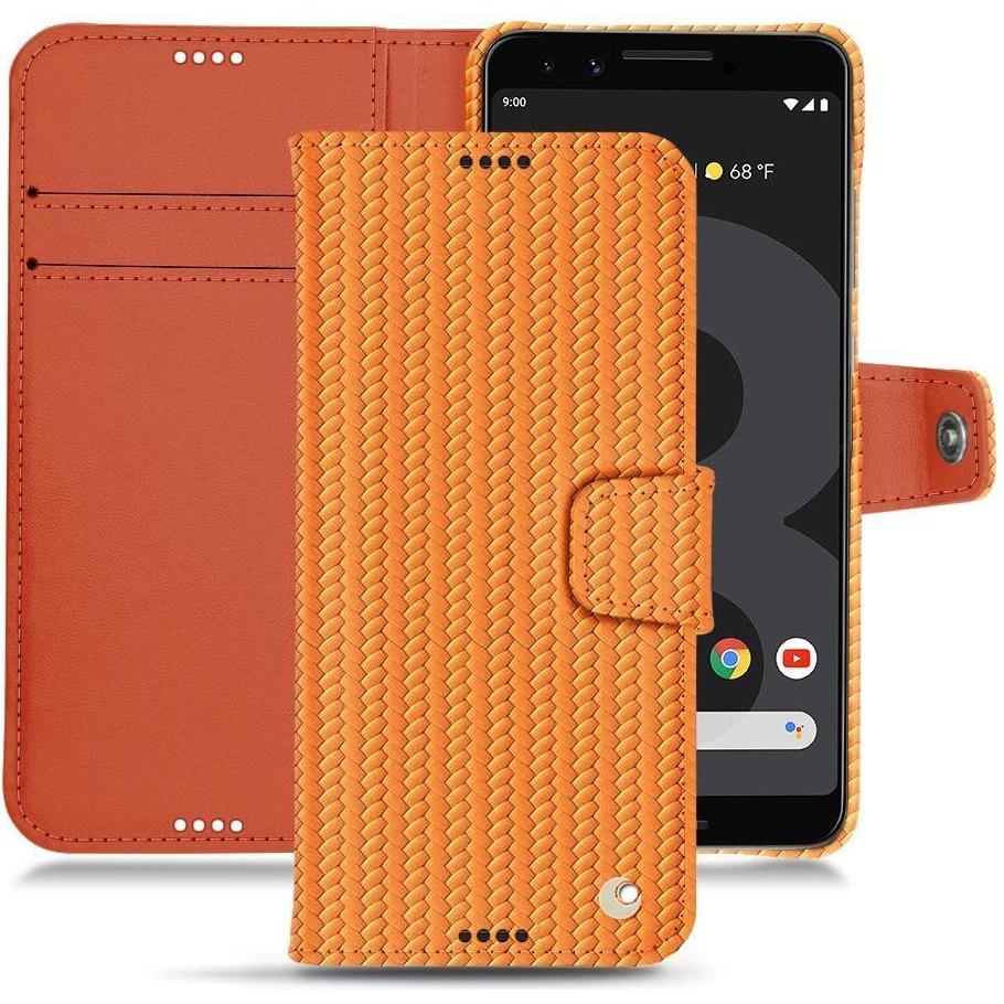 Noreve Lederschutzhülle Wallet (Google Pixel 3), Smartphone Hülle, Orange
