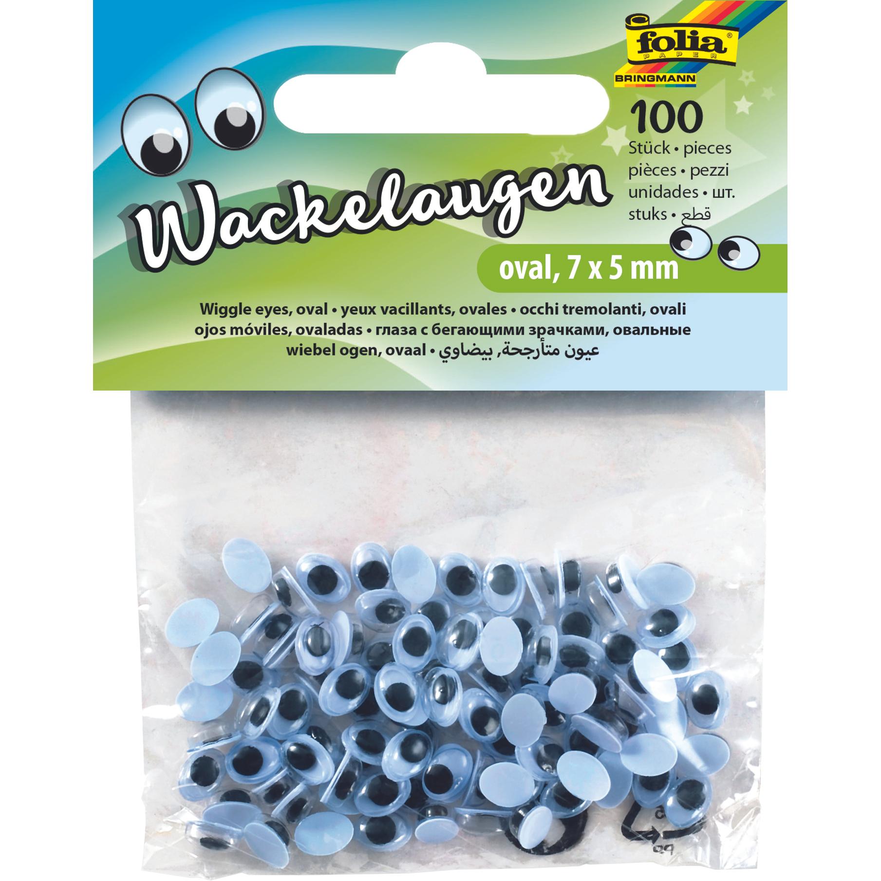 Folia Wackelaugen weiss oval 100 St.