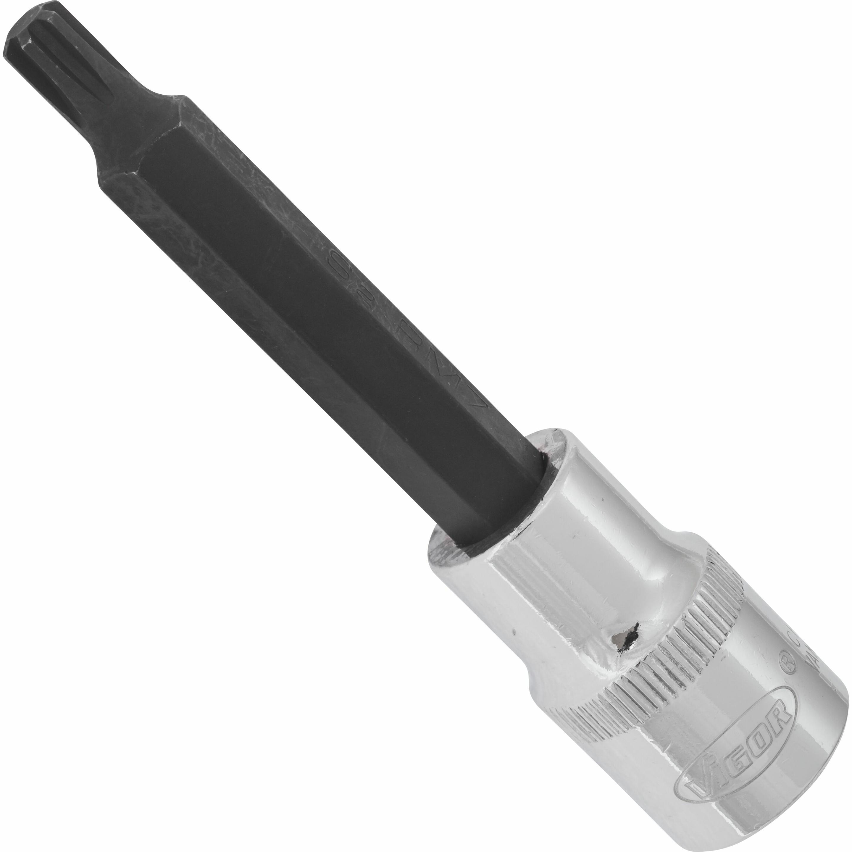 Vigor, Steckschlüssel + Stecknuss, RIBE Schraubendreher-Einsatz ∙ V2213 ∙ Vierkant12,5 mm (1/2 Zoll) ∙ Innen Keilprofil ...