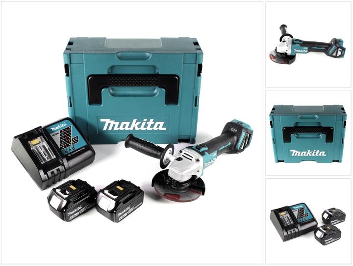 Actual product image Makita DGA 511 RGJ Battery angle grinder 18V 125mm Brushless + 2x battery 6,0Ah + charger + Makpac (125 mm)