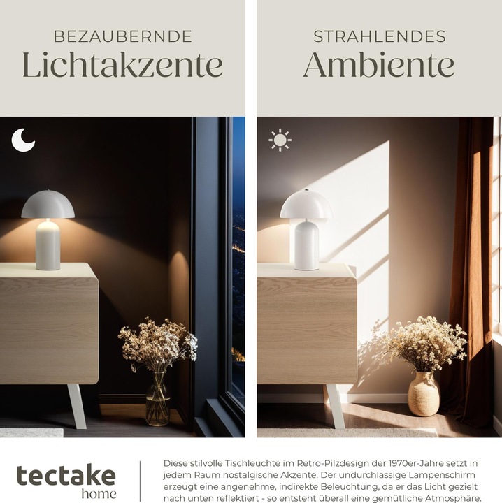 Produktbild tectake Kleine Retro-Tischlampe Altea, Pilzdesign, 40W (E14)