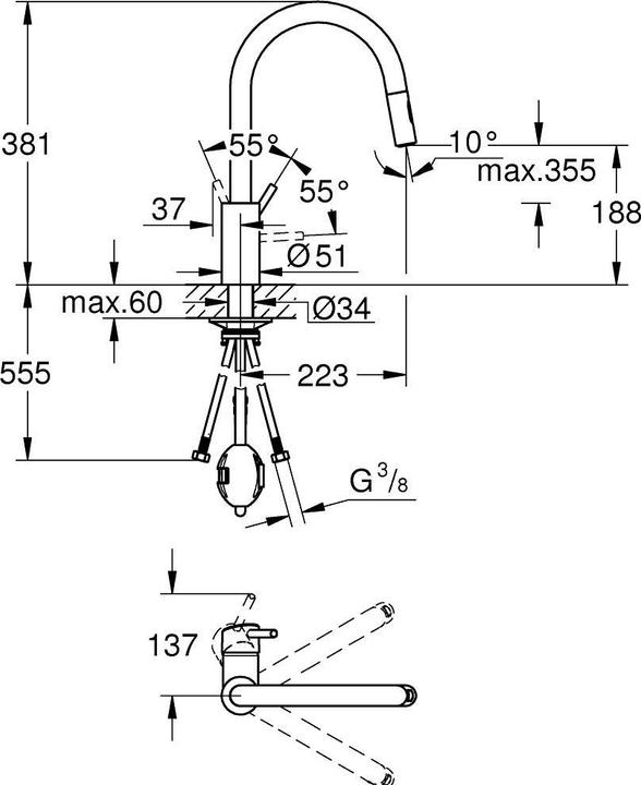 Image du produit Grohe Küchenarmatur mit Handbrause Concetto supersteel matt 31483