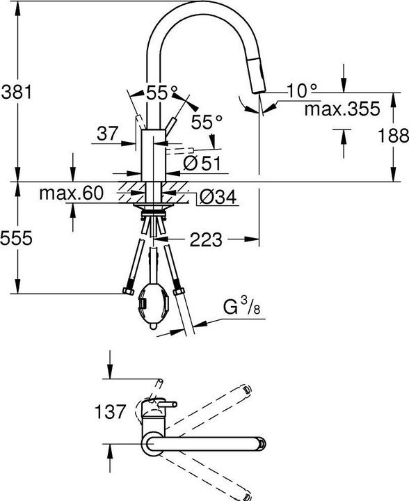 Actual product image Grohe Küchenarmatur mit Handbrause Concetto supersteel matt 31483