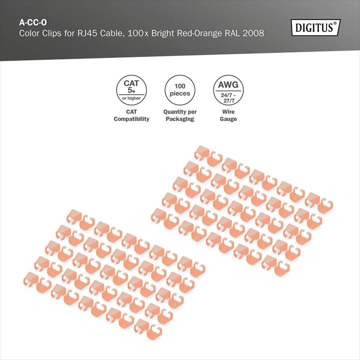 Produktbild Digitus Farbclips für Patchkabel - Orange (CAT5e)