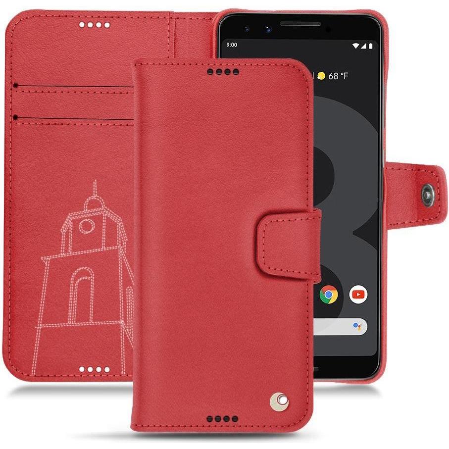 Noreve Lederschutzhülle Wallet (Google Pixel 3), Smartphone Hülle, Rot