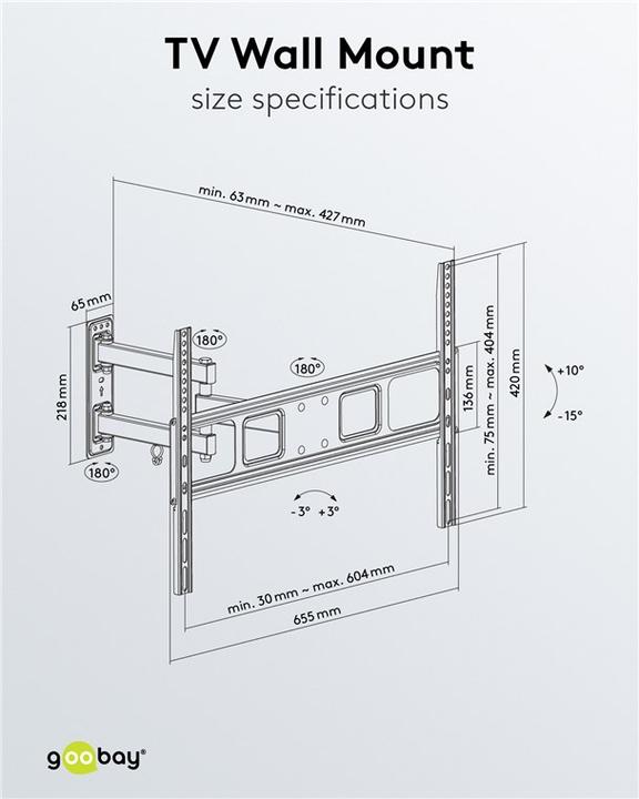 Produktbild Goobay Basic Fullmotion (Wand, 35 kg, 37" - 70")