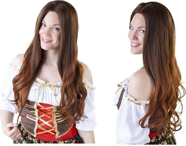 Produktbild MICA Festival Langhaarperücke für Erwachsene - Braune Locken