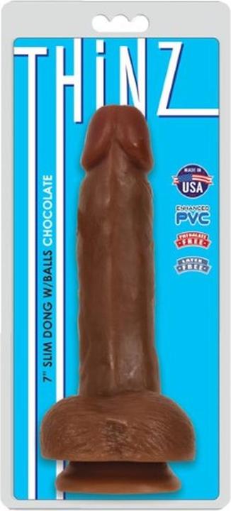 Actual product image Pipedream Fine Dildo With Testicles Thin Chocolate 17'80 cm