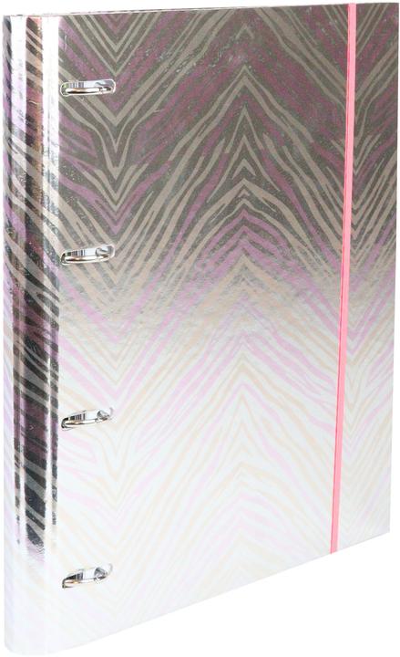 Ancor A4 Ring Binder 4 Rings w/ Refill Lined w/ Divider & Elast B'LOG PINK ZEBRA (A4, 1 Stk.)