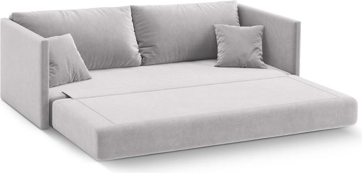 Actual product image Cosmopolitan Design Velvet Sofa With Bed Function, "Shannon", 3 Seats, Light Grey, 209x94x87 Made in Europe (3-seater)