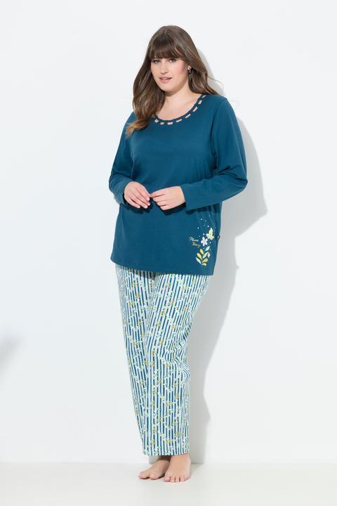 Produktbild Ulla Popken Pyjama, Blüten, Rundhals, Langarm, Taschen (42, 44)