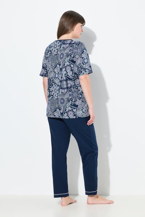 Image du produit Ulla Popken Pyjama à manches courtes et col en V, poches (42, 44)
