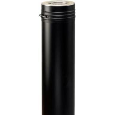 Kierulff, Zubehör Kerzen + Kamin, Wood 150/250mm Lgd 1000mm indb - indbygget overgang til sorte røgrør Metalbestos