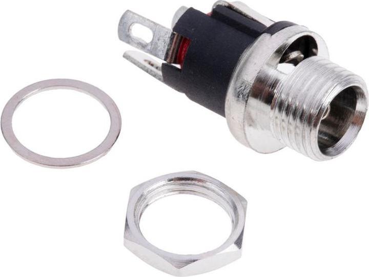 Actual product image RS PRO DC socket nickel-plated 12.0 V / 5.0A x 21.3mm, 2.5mm pin, panel mounting