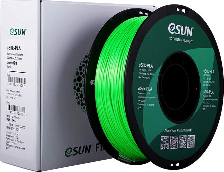 Image du produit eSUN eSilk-PLA 1,75mm Green 1kg Filament 3D (PLA, 1.75 mm, 1000 g, Vert)