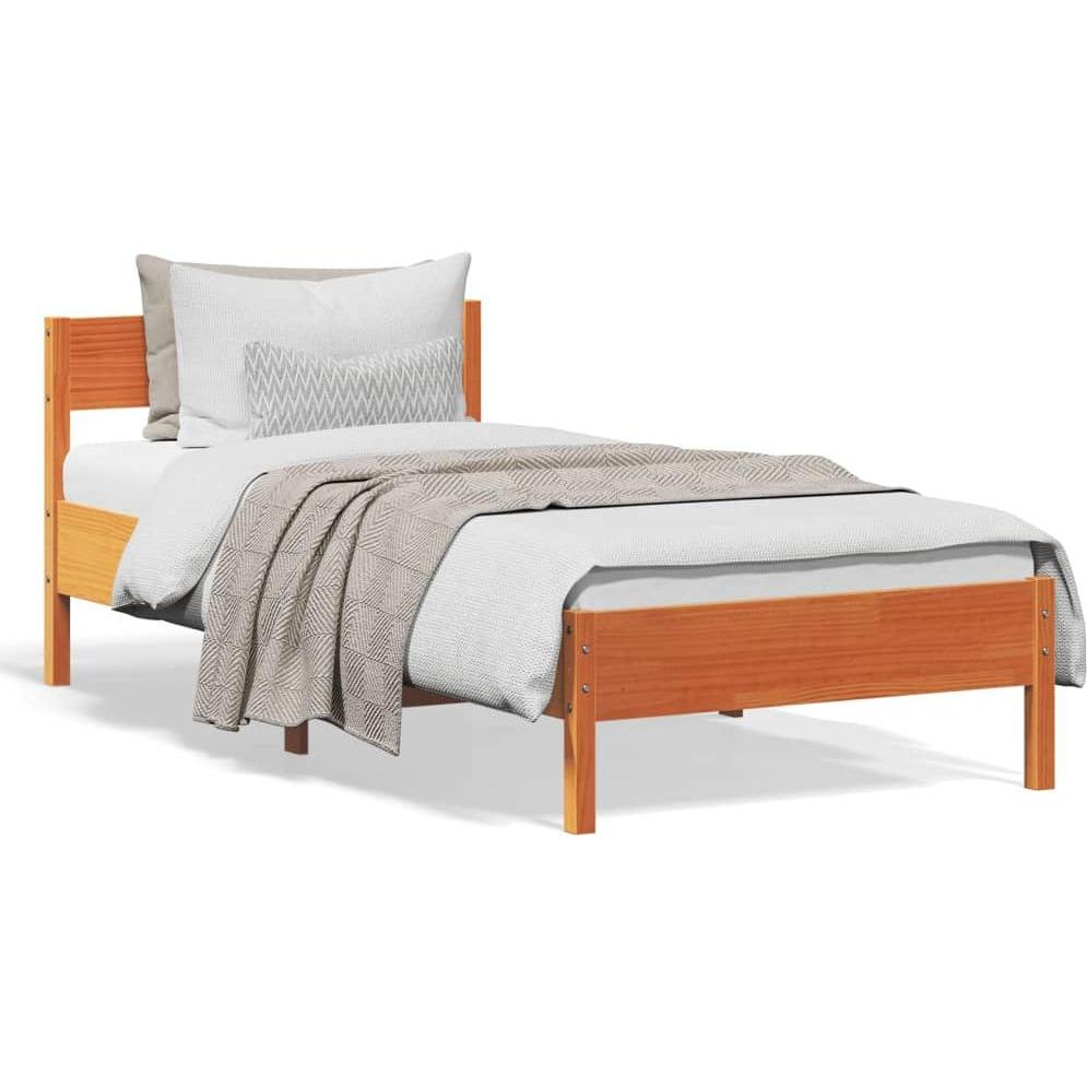 VidaXL, Bett, Bett mit Kopfteil Kiefer (100 x 200 cm)