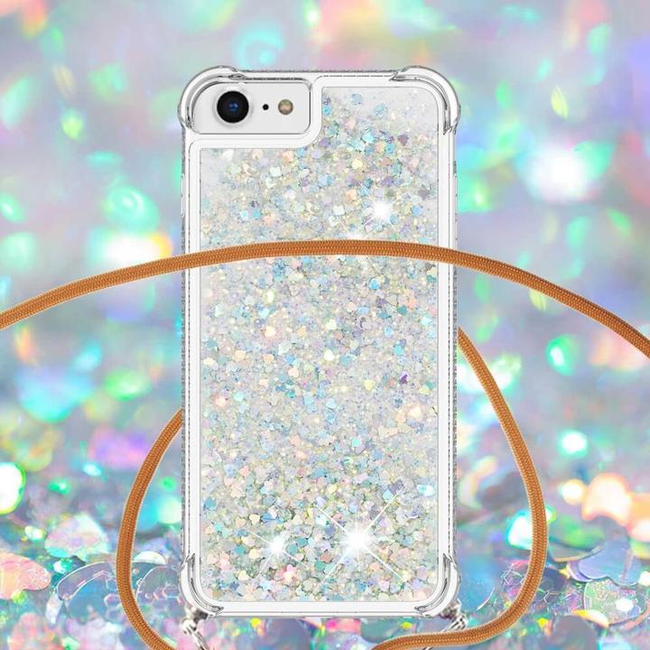 Produktbild Cover-Discount iPhone SE / 8 / 7 - Glitzer Hülle mit Umhängeband weiss (Apple iPhone 7, Apple iPhone 8)