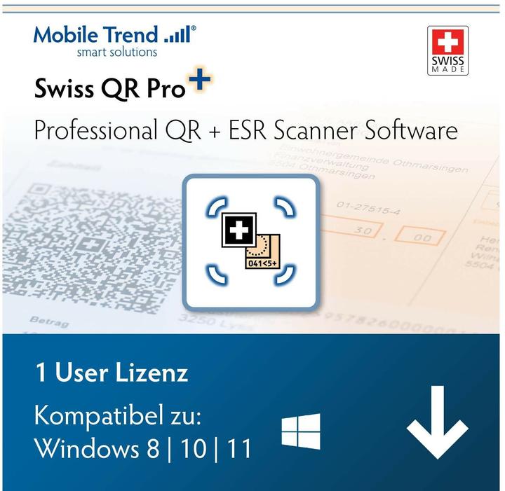 Actual product image Mobile Trend Swiss QR Scanner Pro + ESR ESD, Full, 1 User, DE/FR/EN/IT (1 User, unlimited)