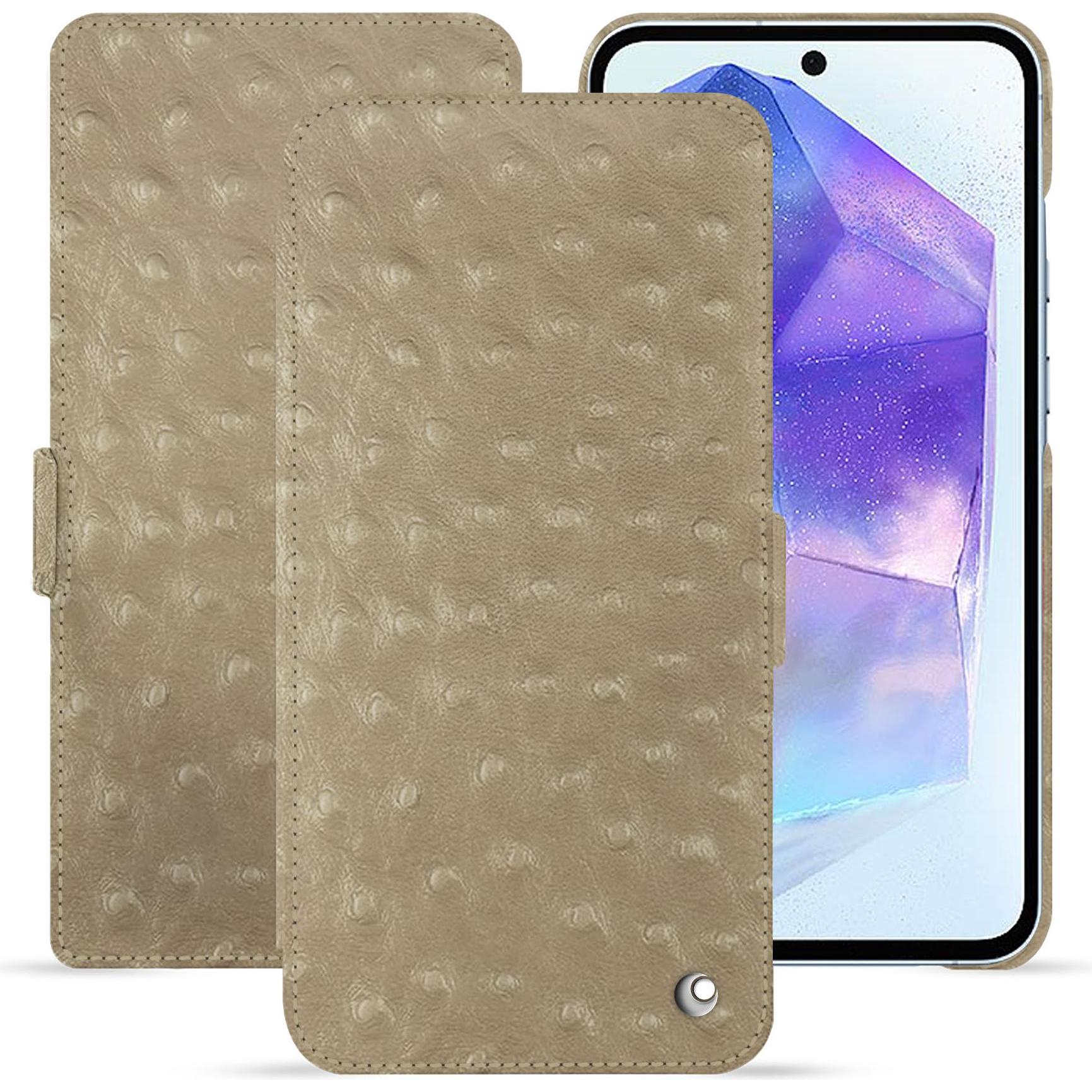 Noreve Lederschutzhülle horizontal (Samsung Galaxy A55), Smartphone Hülle, Beige